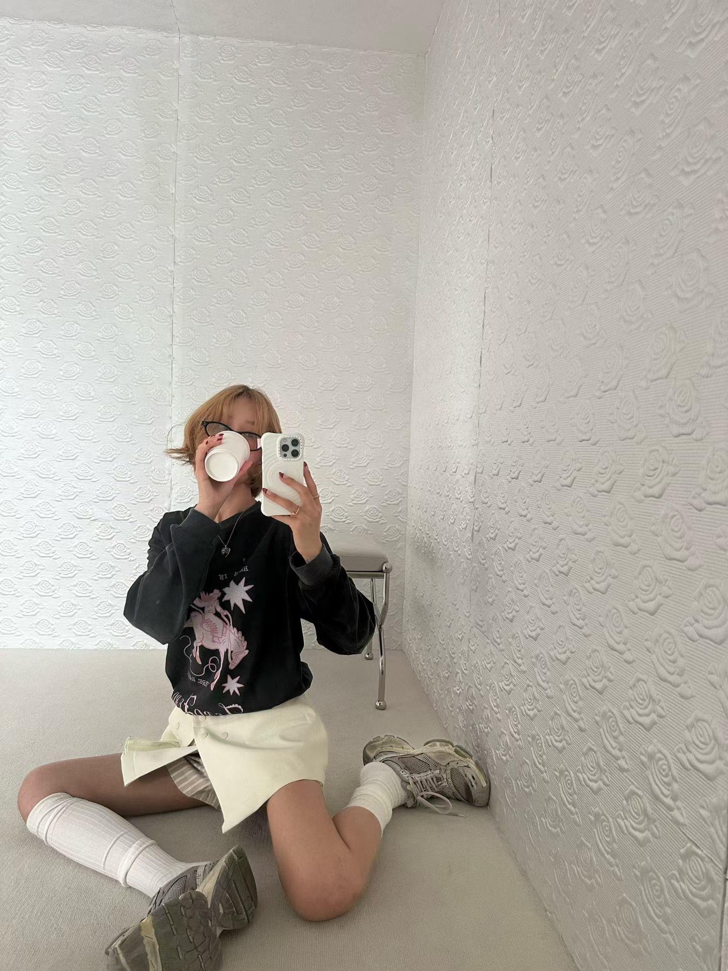 條紋短褲+磨砂屁簾SET